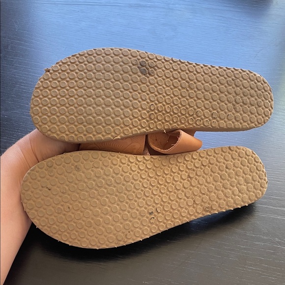 Brown Embossed Slide Sandals - Picture 2 of 3